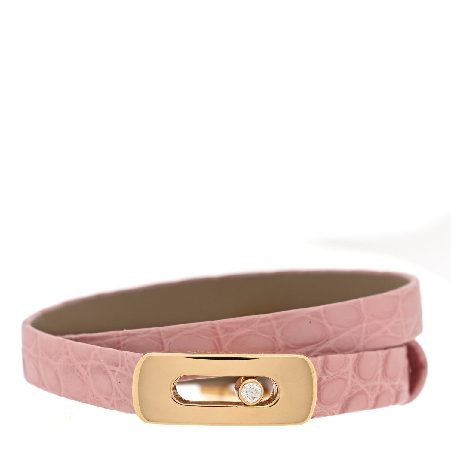 Messika 18K Yellow Gold Crocodile Diamond My Move Bracelet Light Pink 1 of 3
