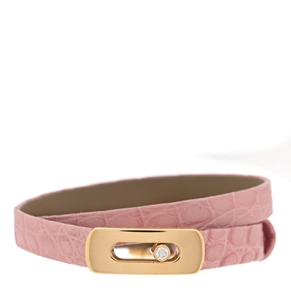 Messika 18K Yellow Gold Crocodile Diamond My Move Bracelet Light Pink 1 of 3