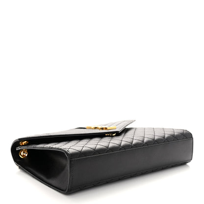 Saint Laurent Grain De Poudre Textured Mixed Matelasse Large Triquilt Monogram Satchel Black 4 of 11
