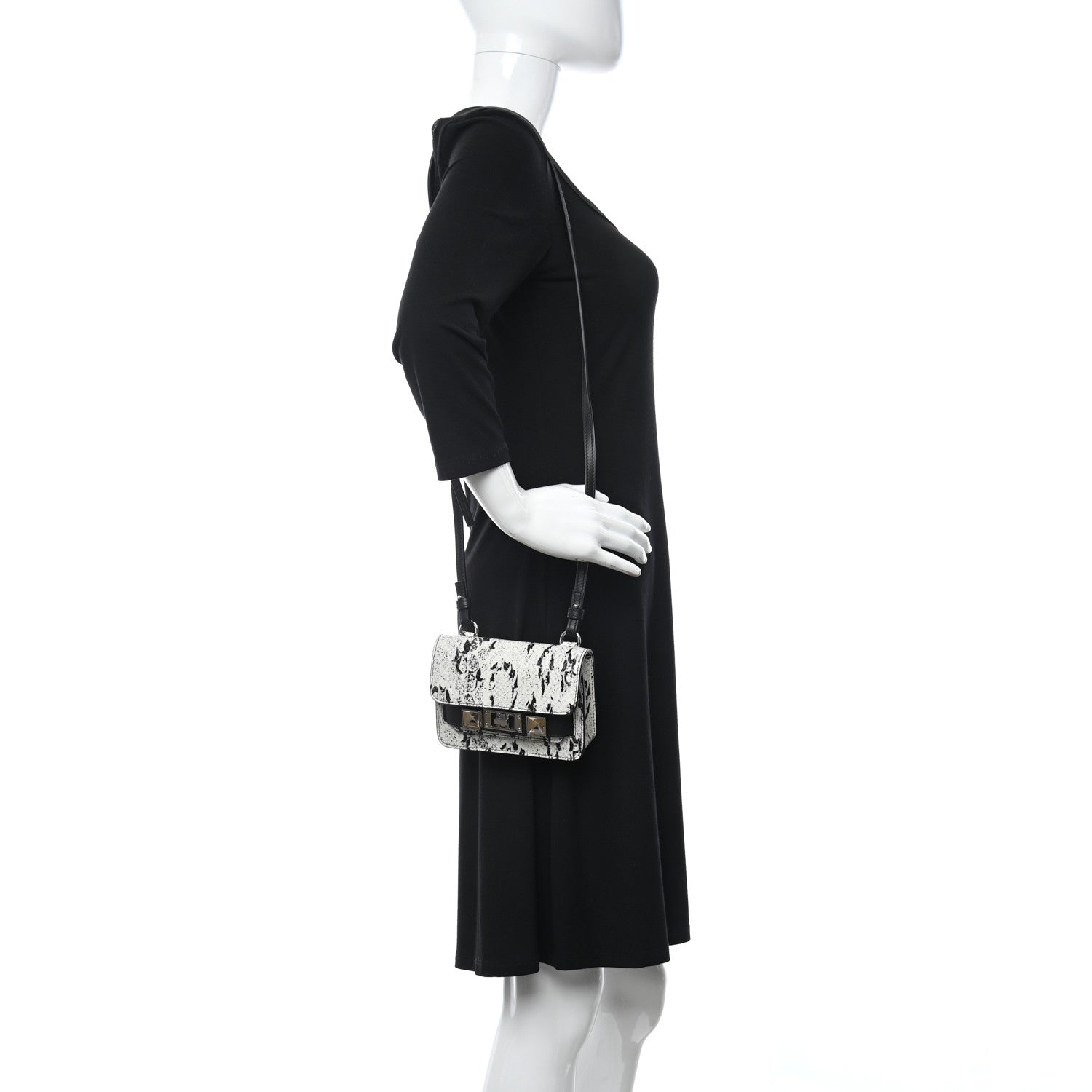Proenza Schouler Calfskin Snakeskin Embossed Micro PS11 Belt Bag Optic White Black 2 of 10