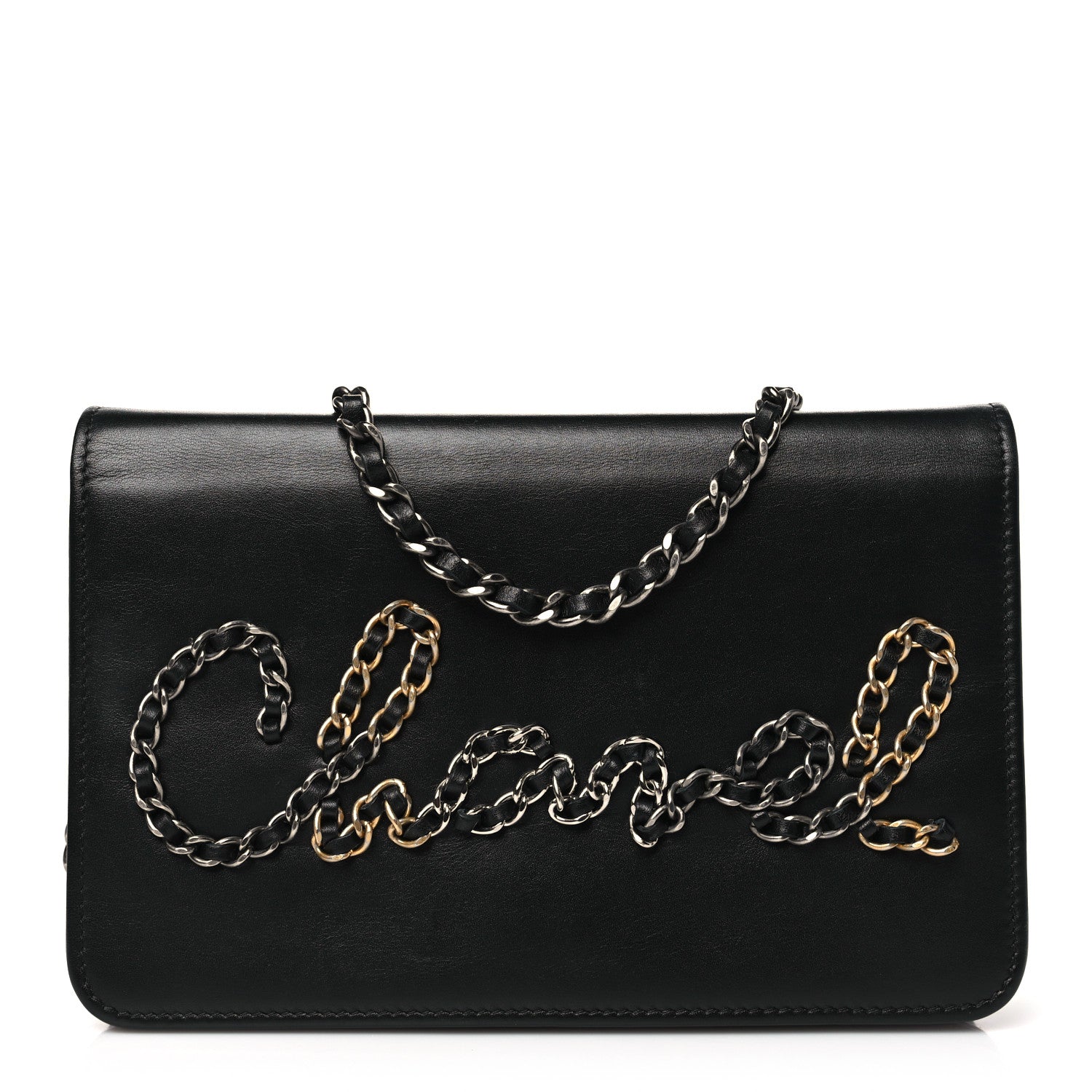 Chanel Calfskin Chain 20s Signe Wallet on Chain WOC Black 1 of 11