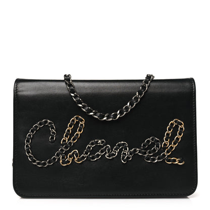 Chanel Calfskin Chain 20s Signe Wallet on Chain WOC Black 1 of 11