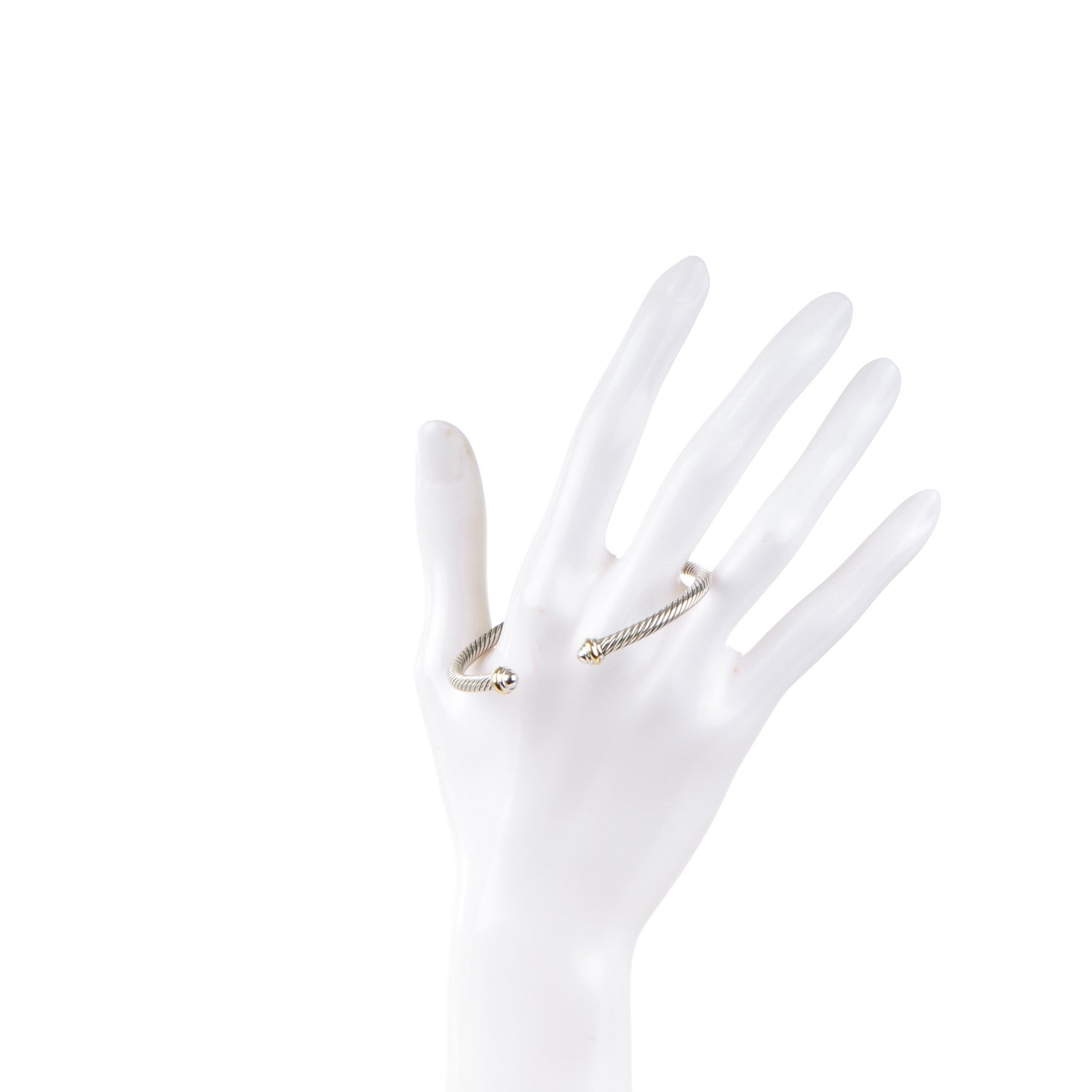 David Yurman Sterling Silver 18K Yellow Gold 4mm Cable Classics Bracelet 2 of 4