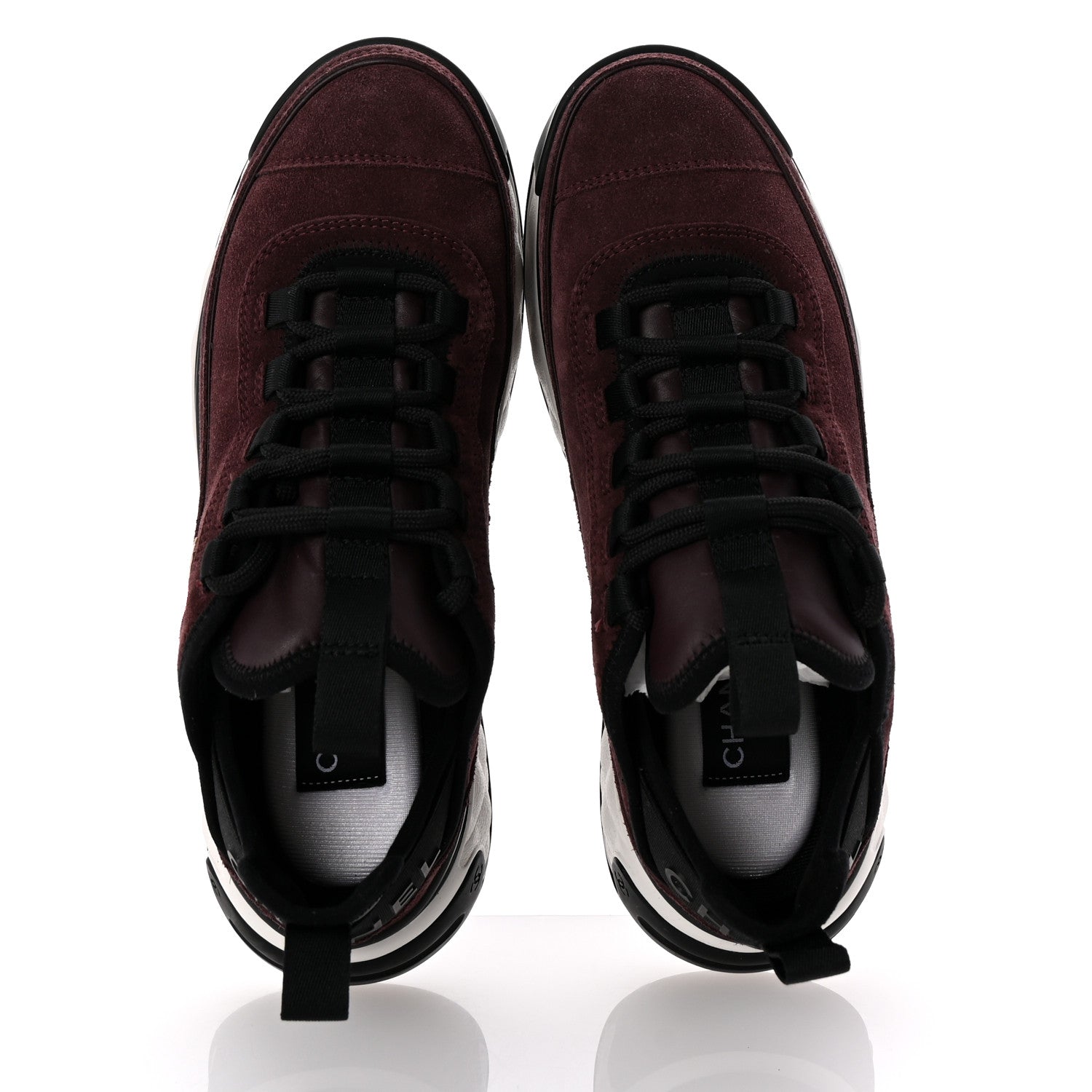 Chanel Suede Calfskin Nylon Grosgrain CC Sneakers 37 Dark Purple 2 of 11