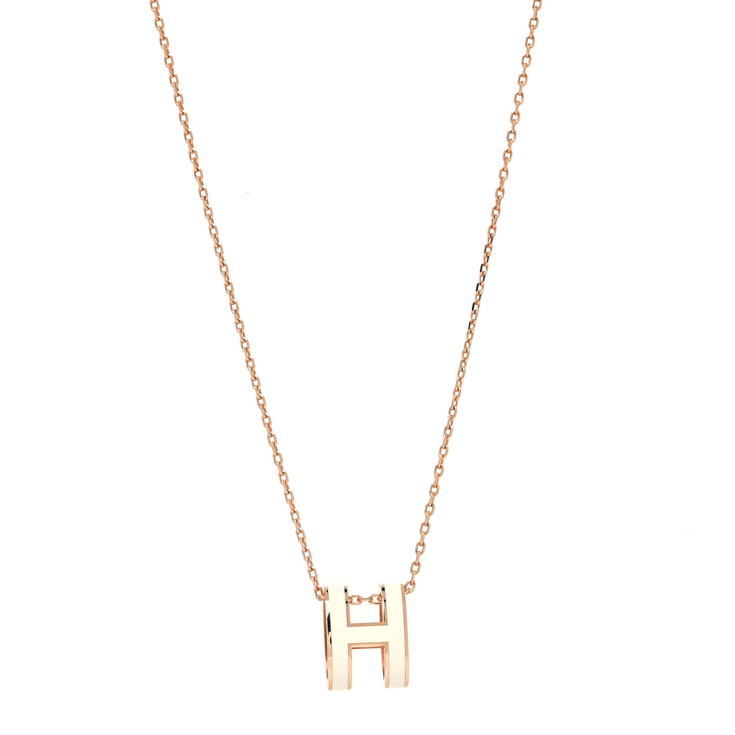 Lacquered Rose Gold Pop H Pendant Necklace White
