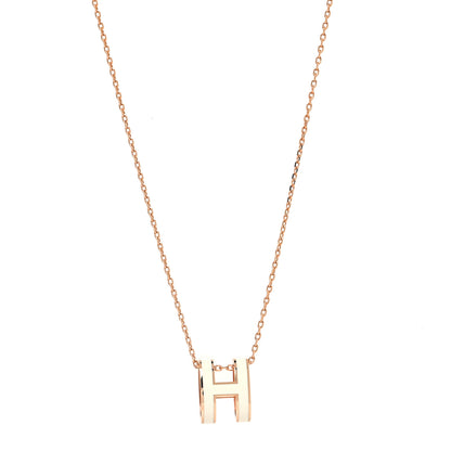 Hermes Lacquered Rose Gold Pop H Pendant Necklace White 1 of 5