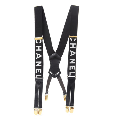 Chanel Logo Suspenders Black White 1 of 6