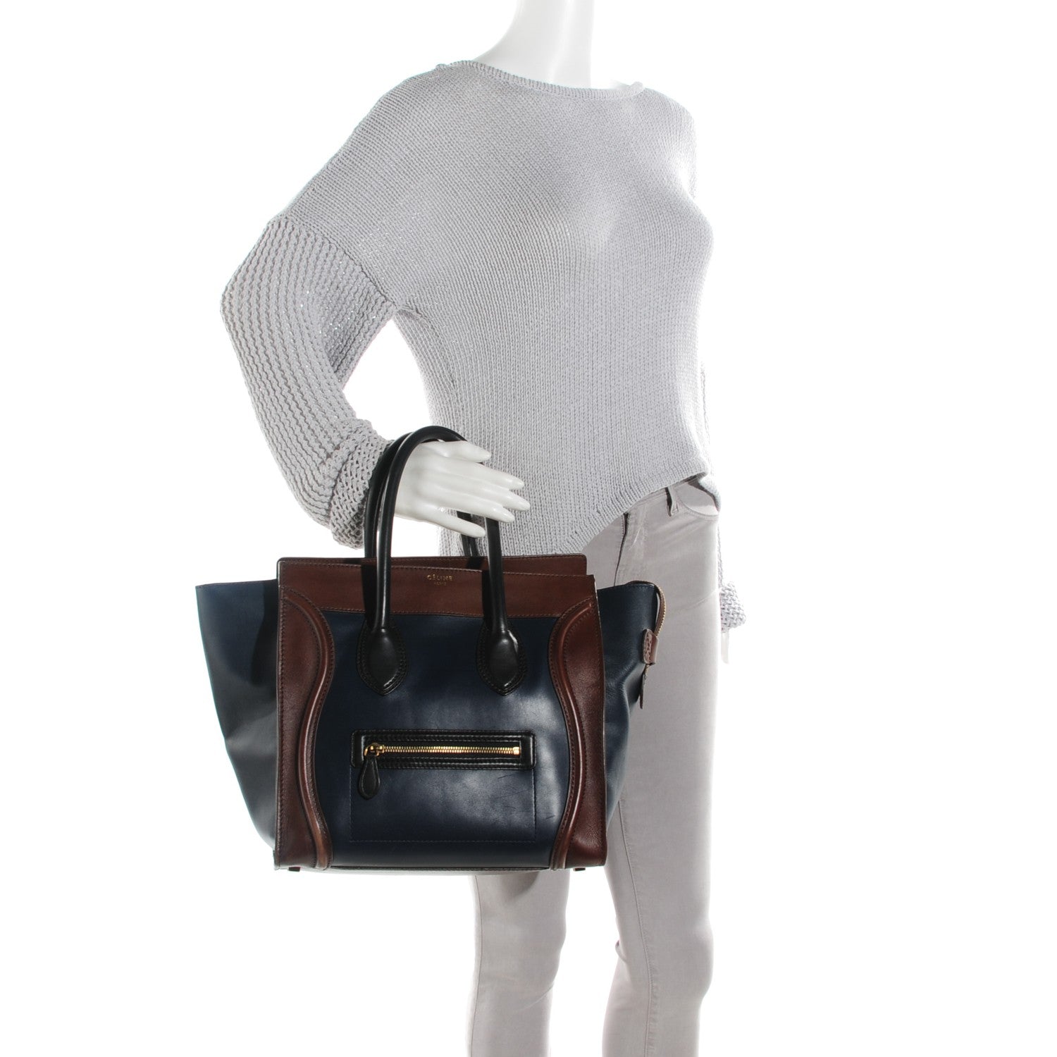 Celine Smooth Calfskin Mini Tri-Color Luggage Navy 2 of 10