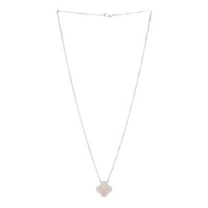 Van Cleef & Arpels 18K White Gold Mother of Pearl Vintage Alhambra Pendant Necklace 3 of 5