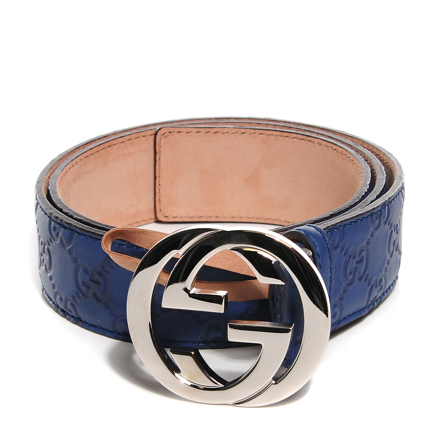 Gucci Guccissima Interlocking G Belt 90 36 Blue 1 of 6