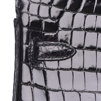 Hermes Shiny Niloticus Crocodile Birkin 25 Black 11 of 37