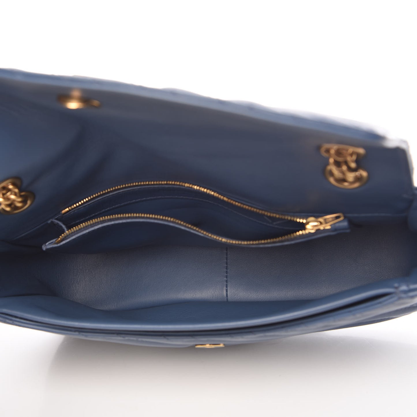 Calfskin Logo Matelasse M BB Chain Shoulder Bag Bleu Tanzanite