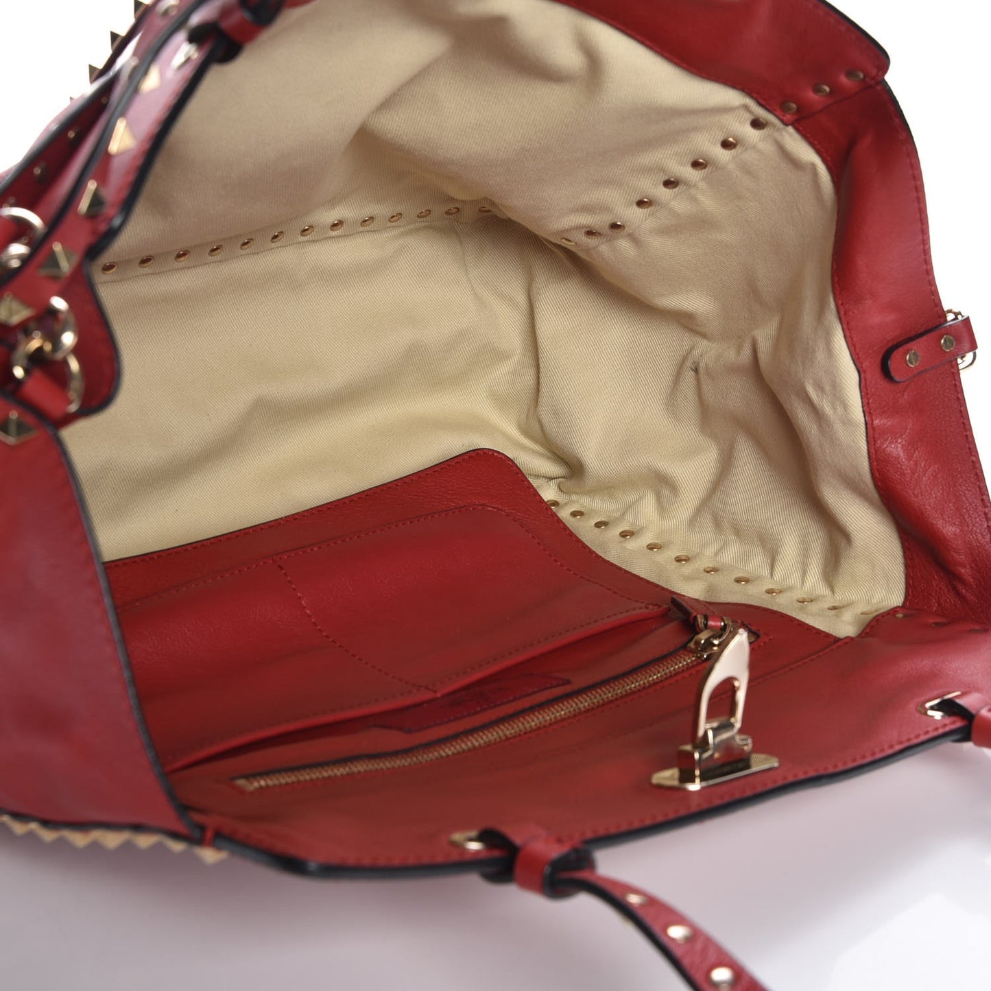 Vitello Medium Rockstud Tote Rosso Valentino