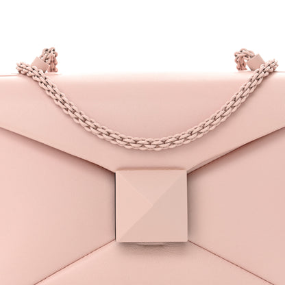 Valentino Garavani Nappa Lacquer Monochrome One Stud Chain Clutch Rose Quartz 8 of 11