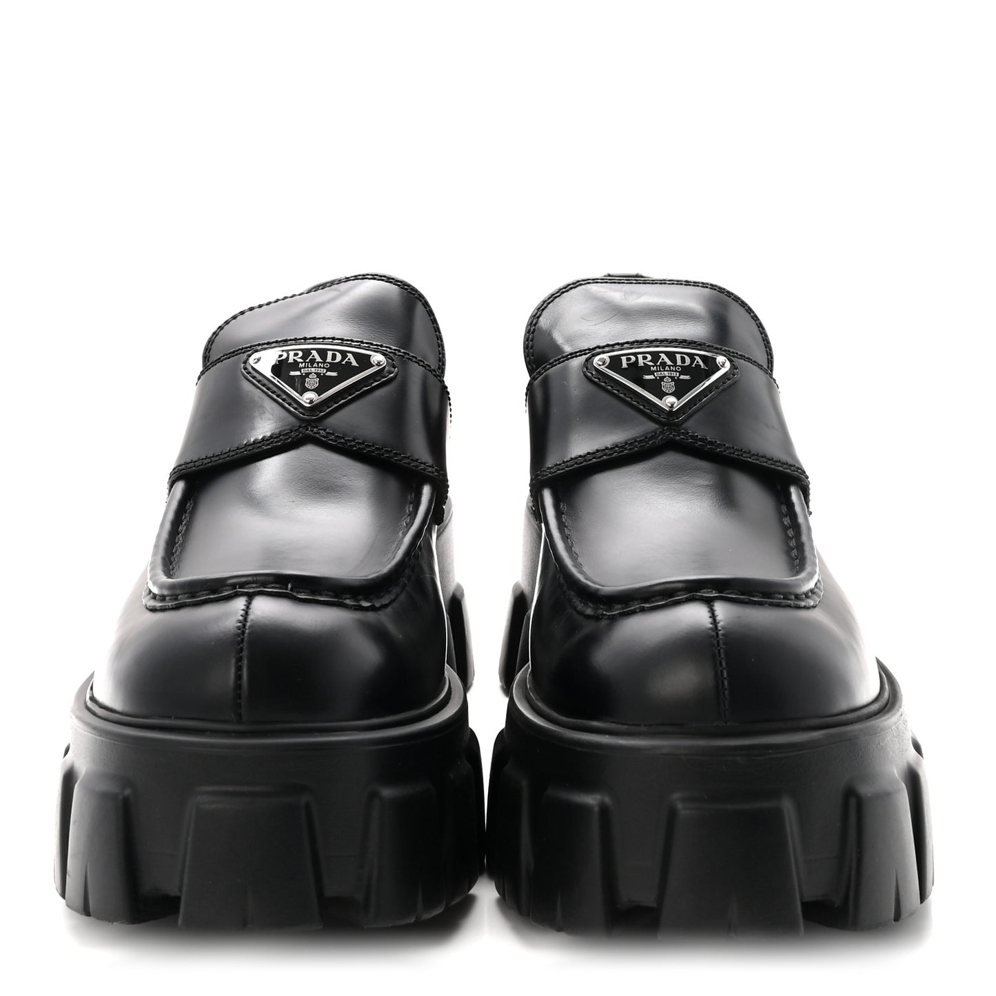 Spazzolato Rois Metal Triangle Logo Monolith 55mm Loafers 38.5 Black