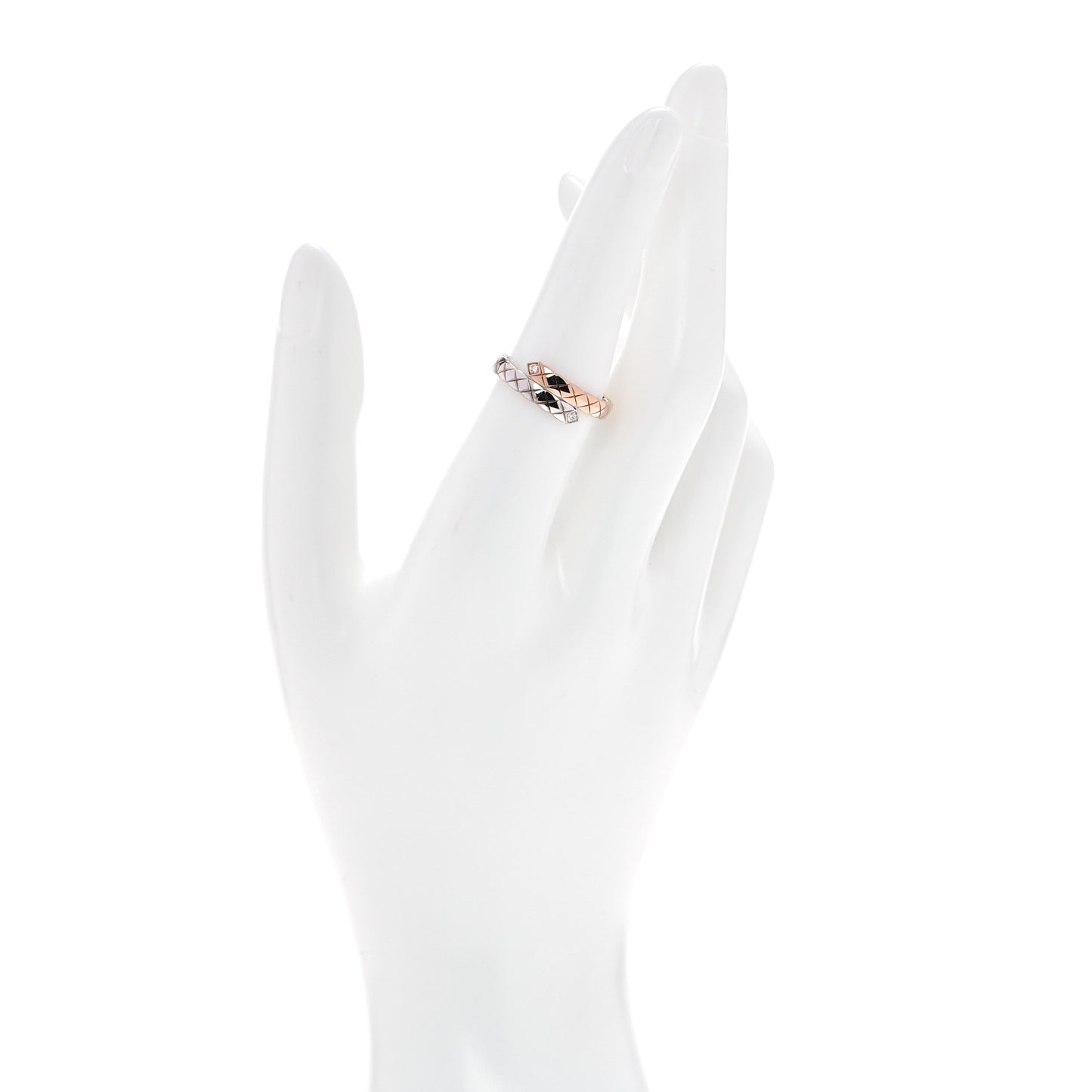 18K White Beige Gold Diamond Coco Crush Toi et Moi Ring 54 7