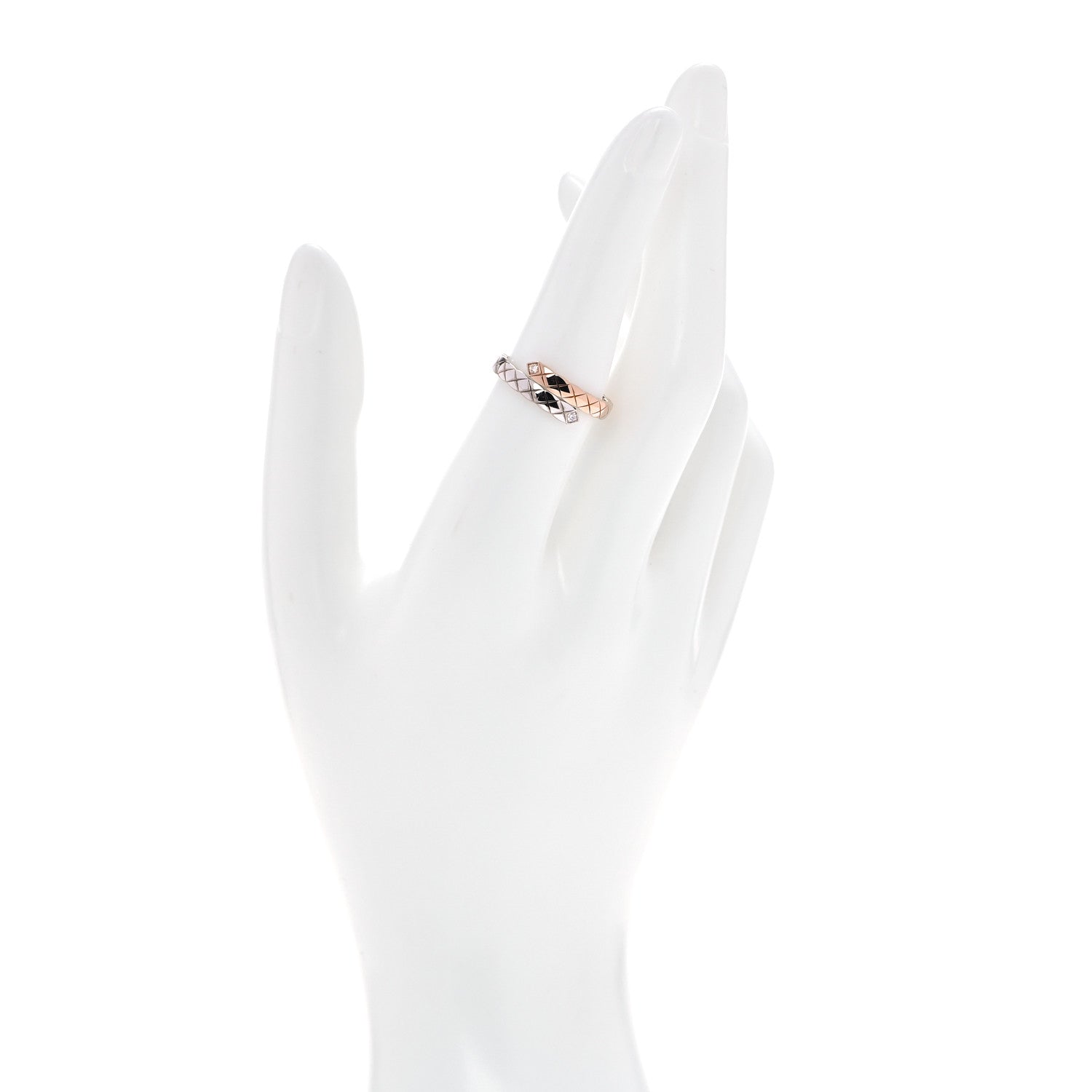 Chanel 18K White Beige Gold Diamond Coco Crush Toi et Moi Ring 54 7 2 of 7