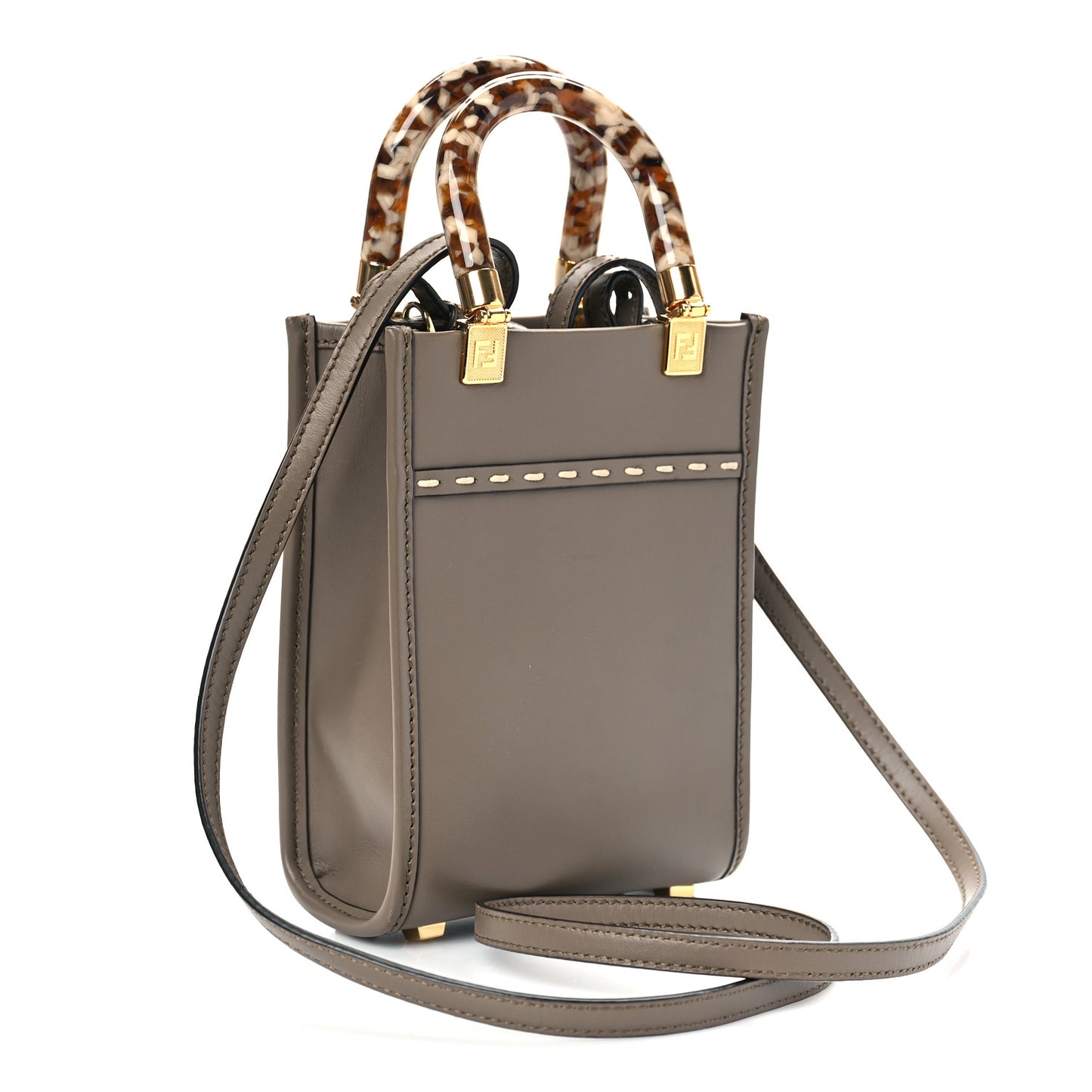 Vitello King Plexiglass Elaphe Python Print Logo Mini Fendi Sunshine Shopper Tote Tartufo Daisy Roccia