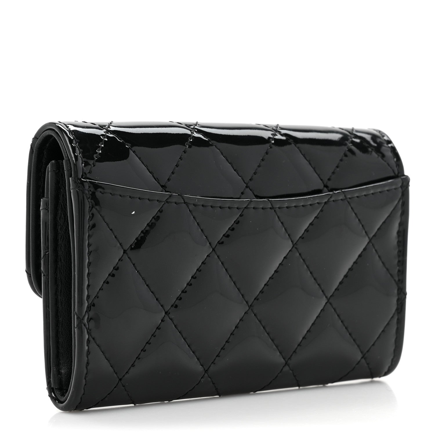 Chanel Patent Quilted Flap Card Holder Wallet Black 3 of 11