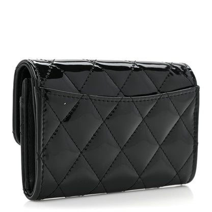 Chanel Patent Quilted Flap Card Holder Wallet Black 3 of 11