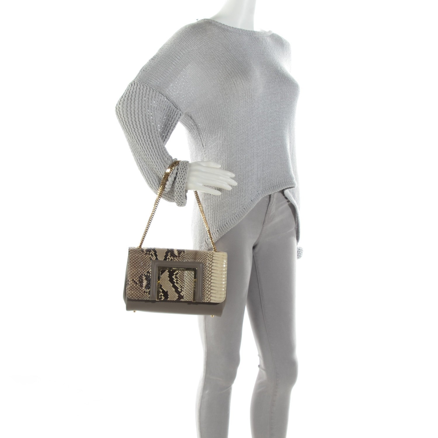 Jimmy Choo Snakeskin Alba Shoulder Bag Grey 2 of 7