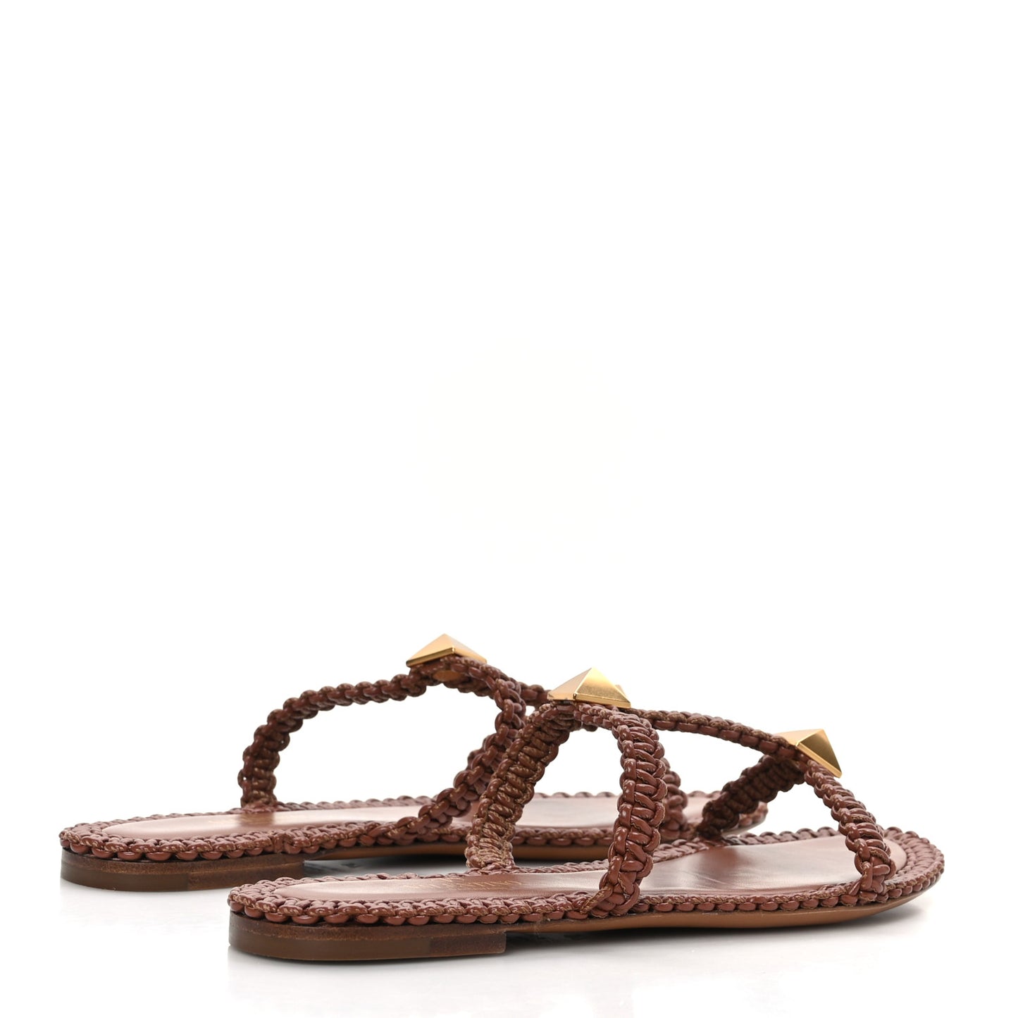 Calfskin Macrame Roman Stud 5mm Flat Sandals 37 Selleria