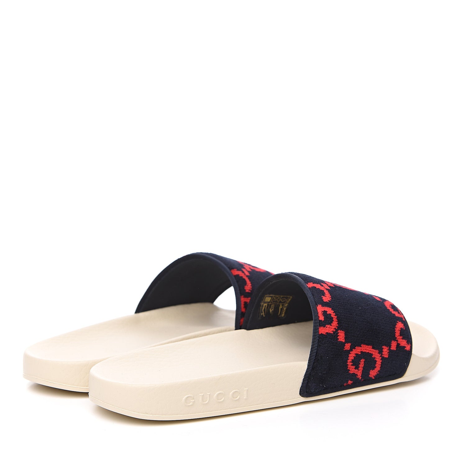 Terry Cloth GG Monogram Slide Sandals 38 Blue Red
