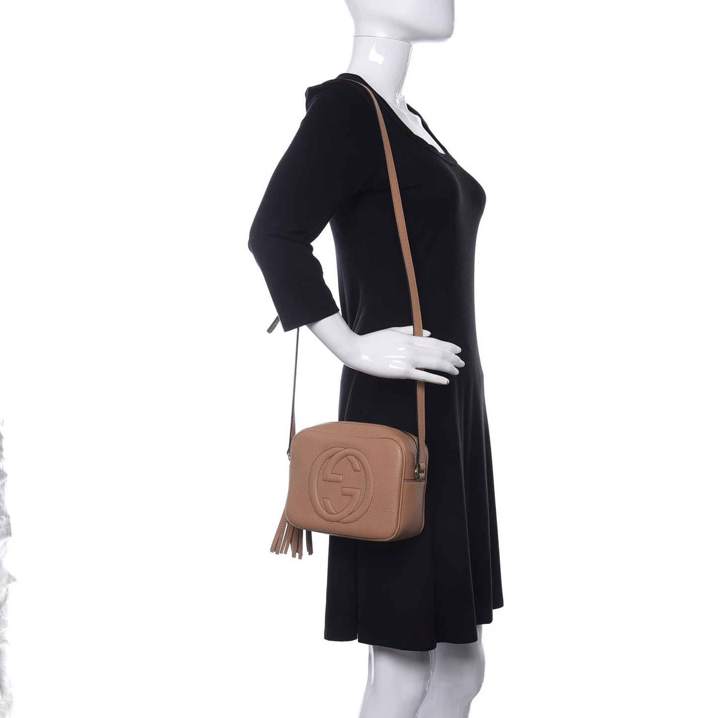 Pebbled Calfskin Small Soho Disco Bag Rose Beige