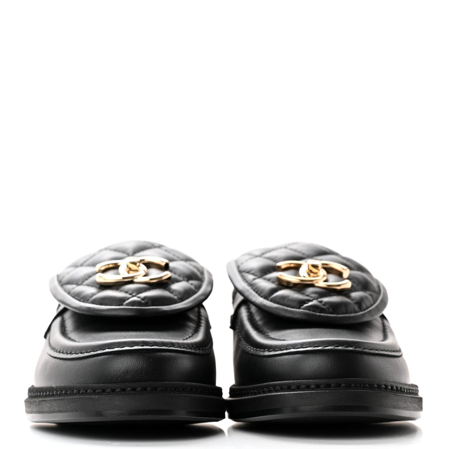Lambskin Quilted CC Turnlock Loafers 37 Black