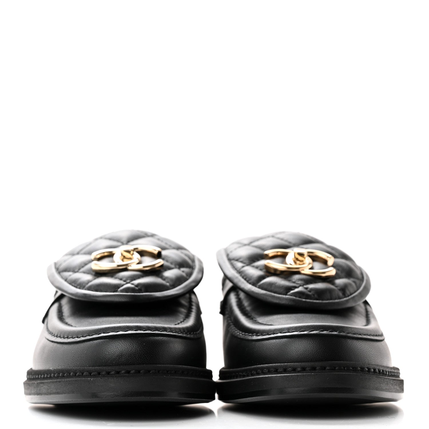 Chanel Lambskin Quilted CC Turnlock Loafers 37 Black 2 of 11