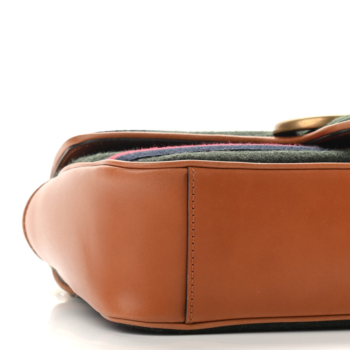 Loden Fabric Cuoio Harness Web Matelasse Horizontal Small GG Marmont Shoulder Bag Underwood Blue Red Harness Brown