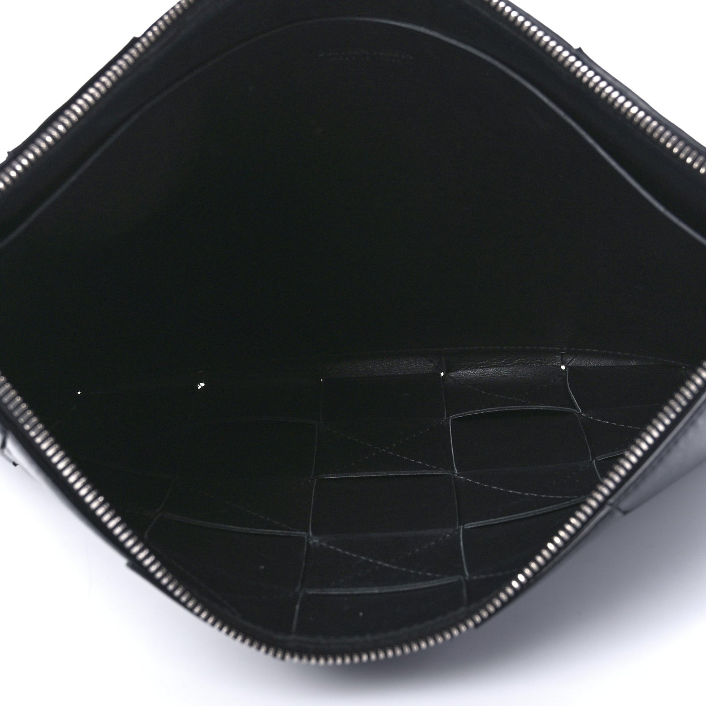 Nappa Maxi Intrecciato Medium Cassette Flat Zip Pouch Black
