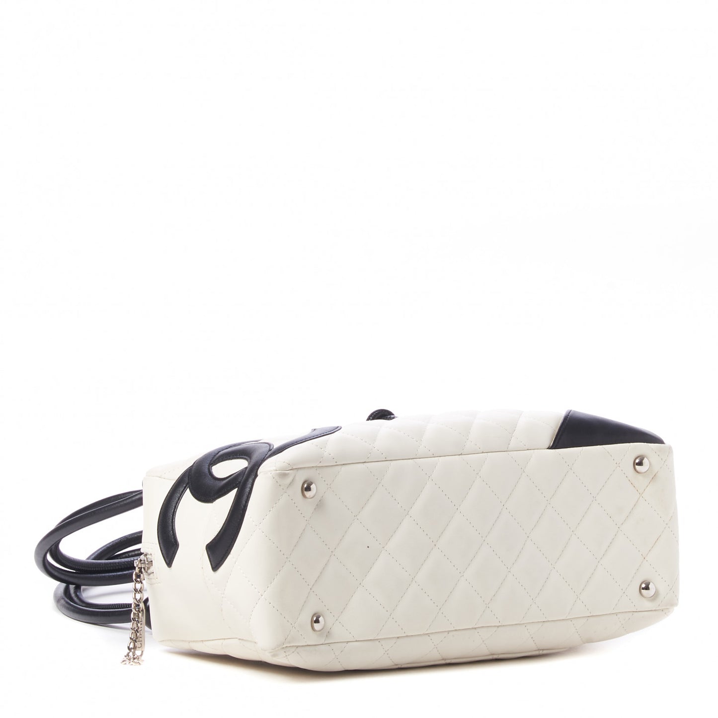 Calfskin Quilted Large Cambon Bowler White Black