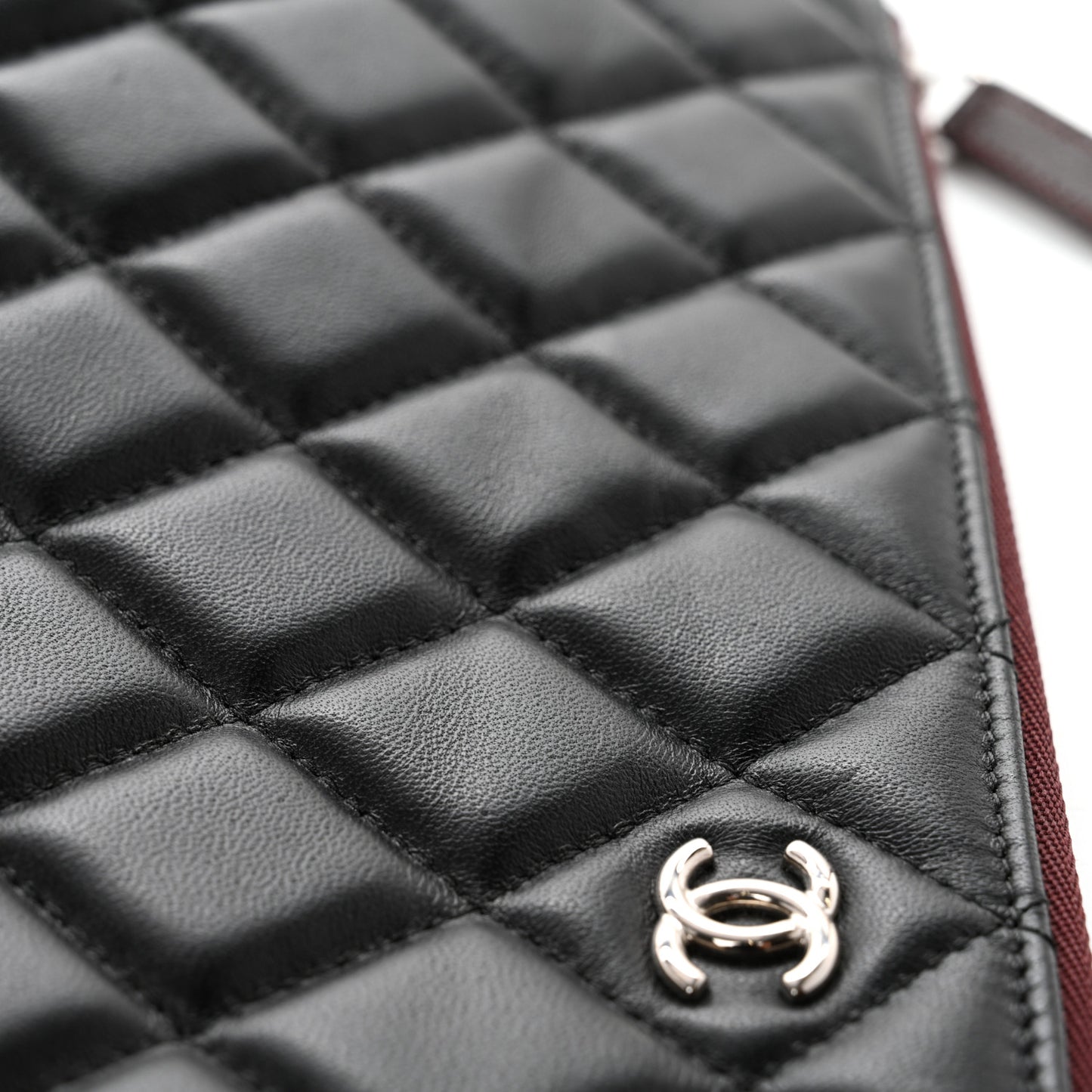 Lambskin Quilted Large Cosmetic Case Black