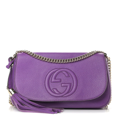 Gucci Pebbled Calfskin Medium Soho Flap Crossbody Shine Purple 1 of 11