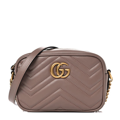 Gucci Calfskin Matelasse Mini GG Marmont Chain Shoulder Bag Porcelain Rose 1 of 9