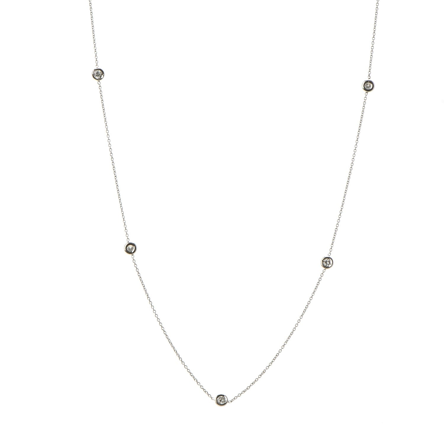 Tiffany 18K White Gold Elsa Peretti Diamonds by the Yard Station Necklace 1 of 6