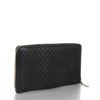 Chanel Lambskin Quilted Camellia Zip Around Organizer Wallet Black 3 of 7