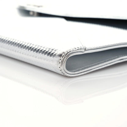 Chanel Metallic Lambskin Embossed Envelope Clutch Silver 10 of 10