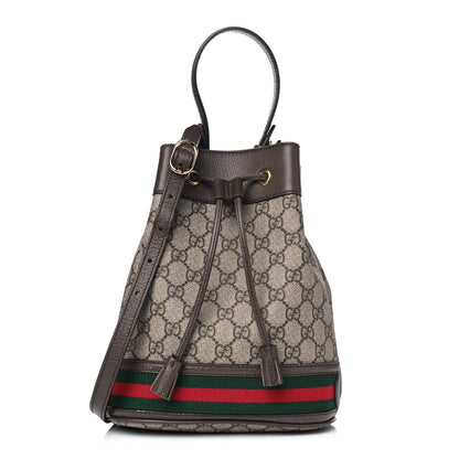 Gucci GG Supreme Monogram Web Small Ophidia Bucket Bag Brown 1 of 6