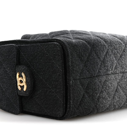 Chanel Washed Denim Quilted Mini Chanel 25 Handbag Black 9 of 11