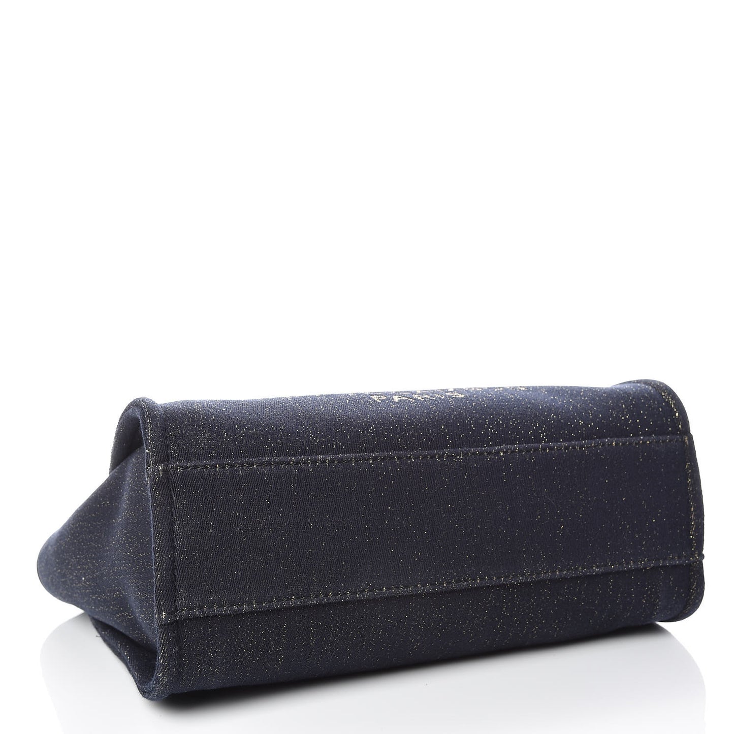 Lurex Canvas Small Deauville Tote Navy Blue Gold