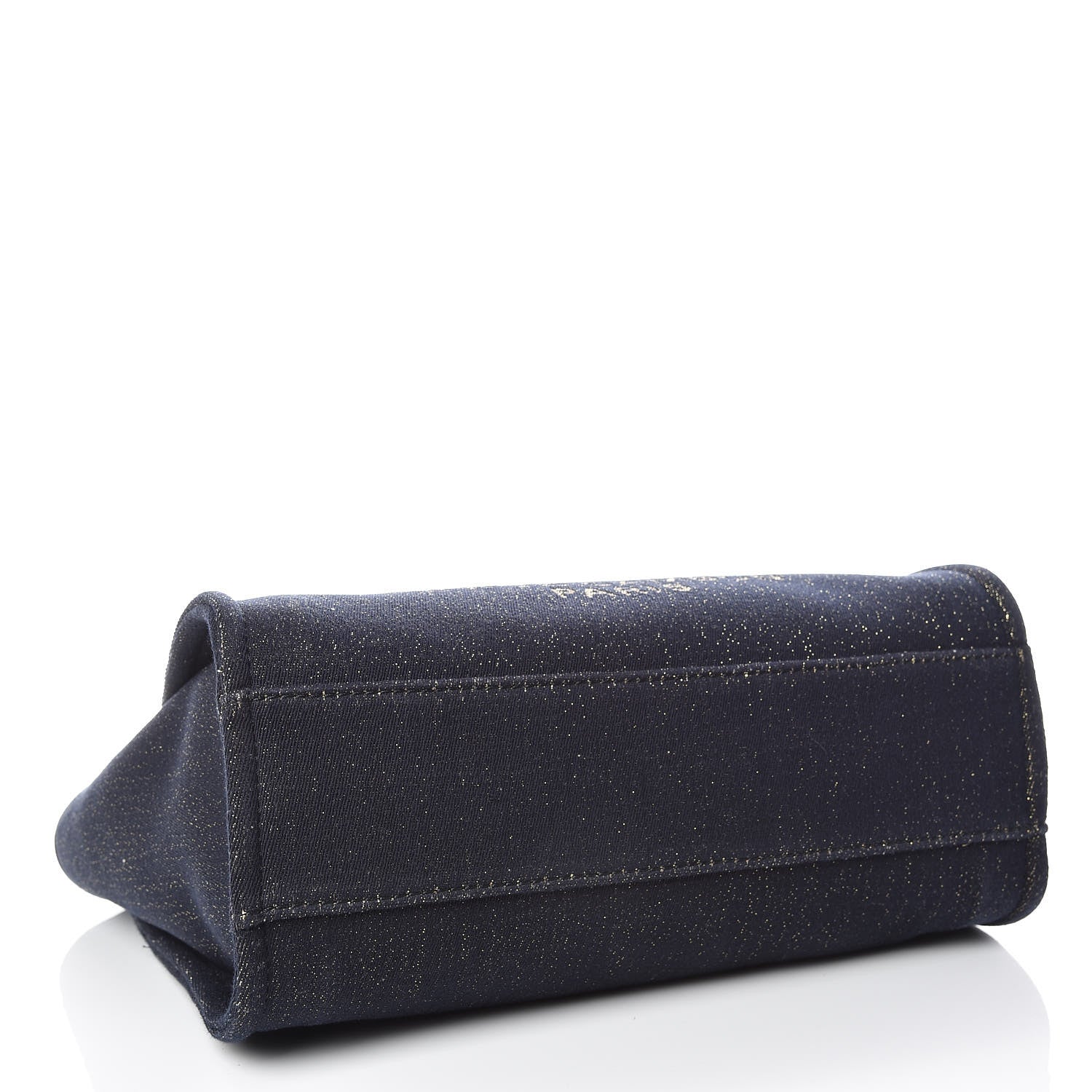 Chanel Lurex Canvas Small Deauville Tote Navy Blue Gold 4 of 10