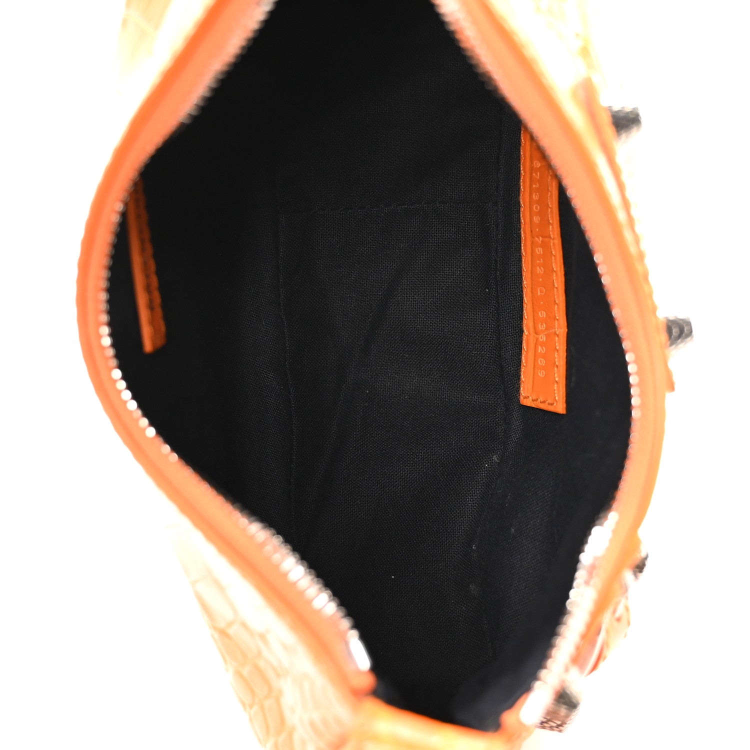 Balenciaga Extra Supple Calfskin Crocodile Embossed Le Cagole Shoulder Bag XS Pop Orange 6 of 11