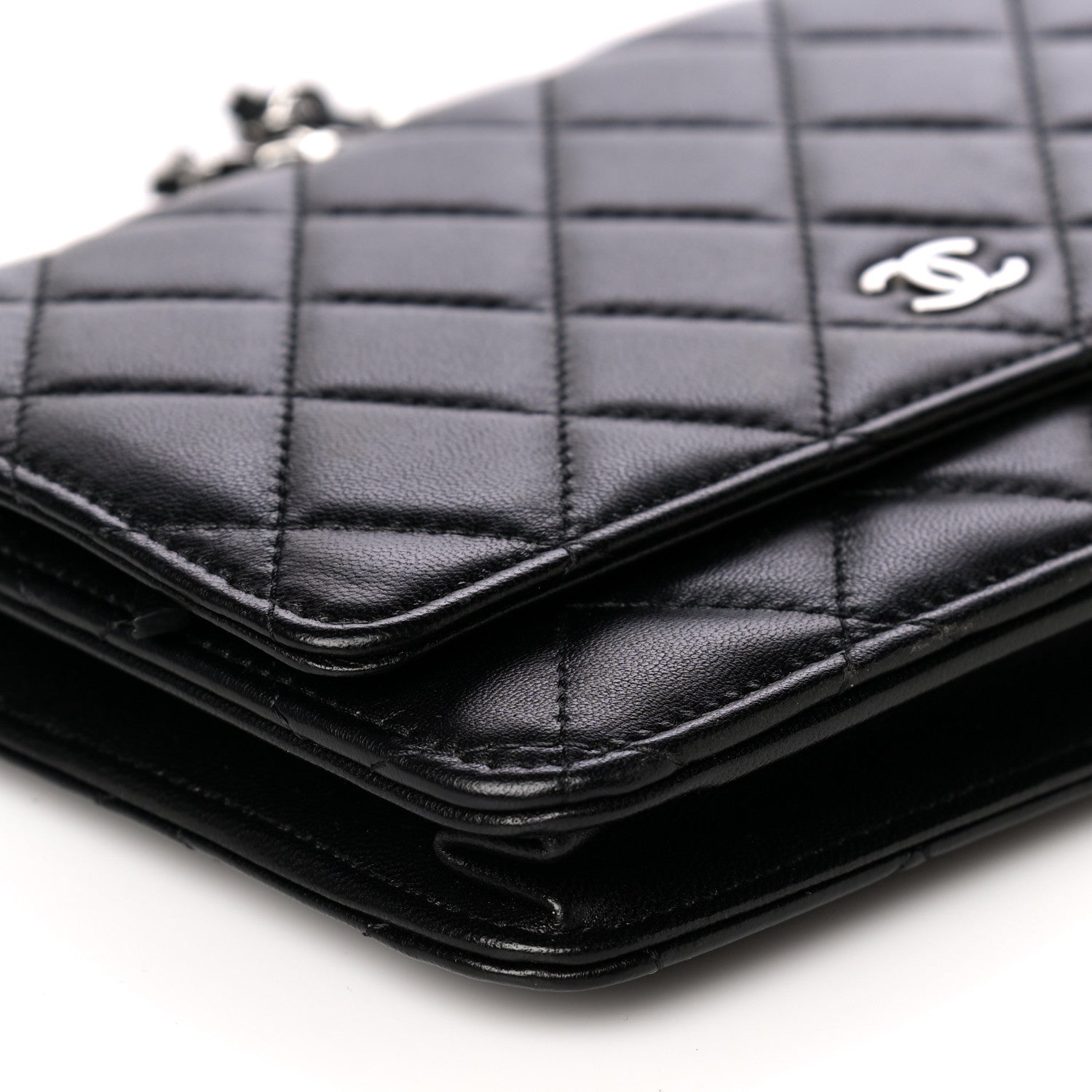 Chanel Lambskin Quilted Wallet On Chain WOC Black 9 of 10