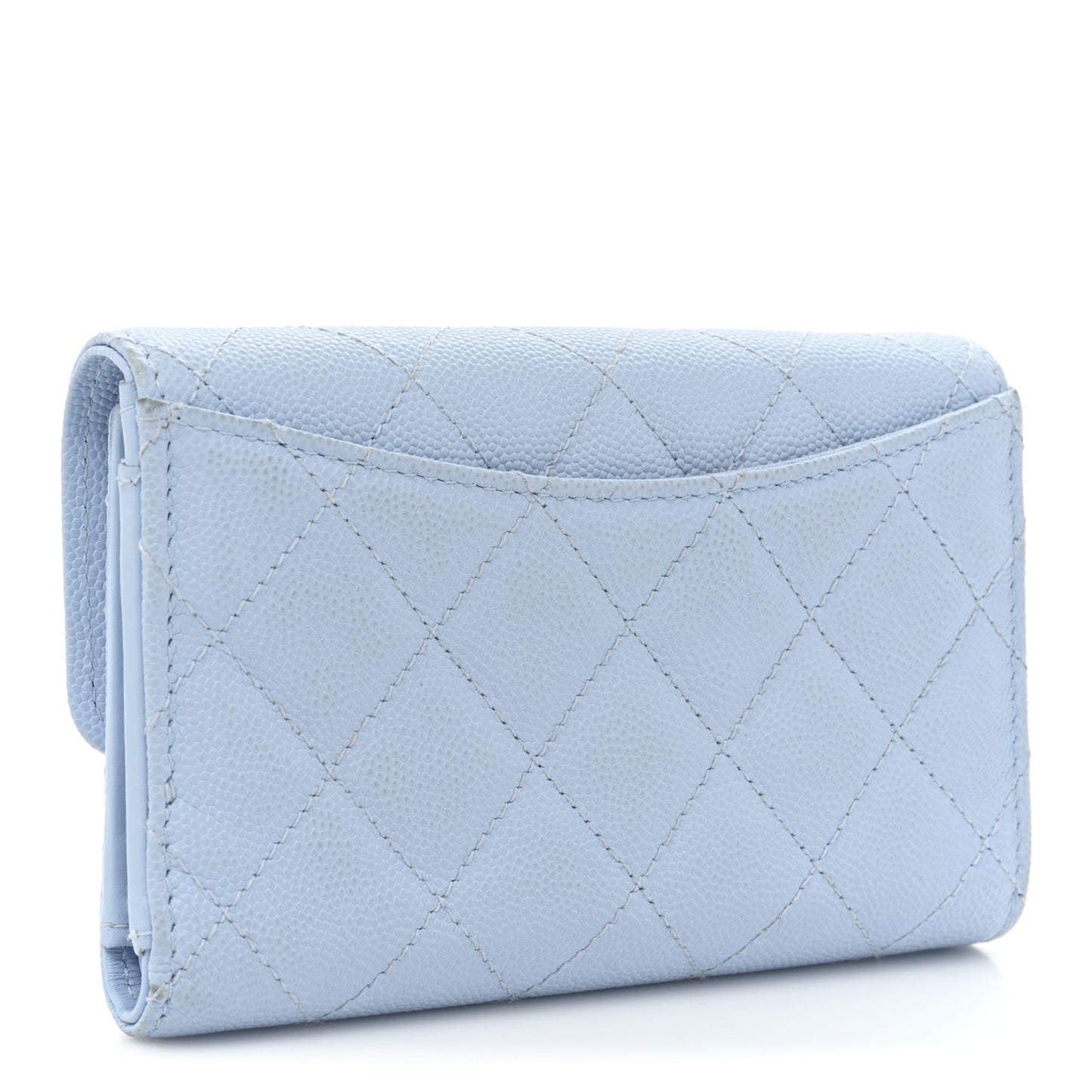 Caviar Quilted Medium Flap Wallet Light Blue