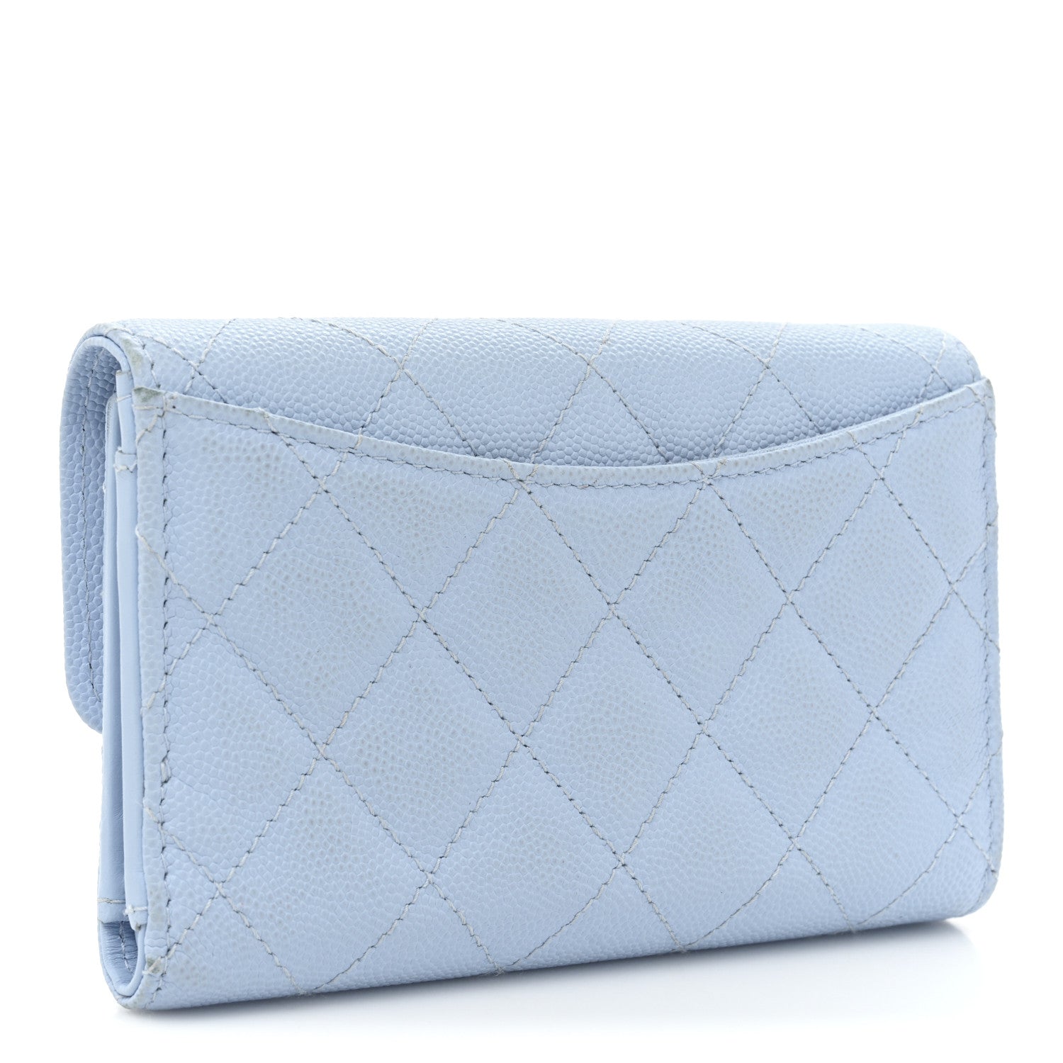 Chanel Caviar Quilted Medium Flap Wallet Light Blue 3 of 19