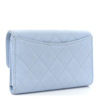 Chanel Caviar Quilted Medium Flap Wallet Light Blue 3 of 19