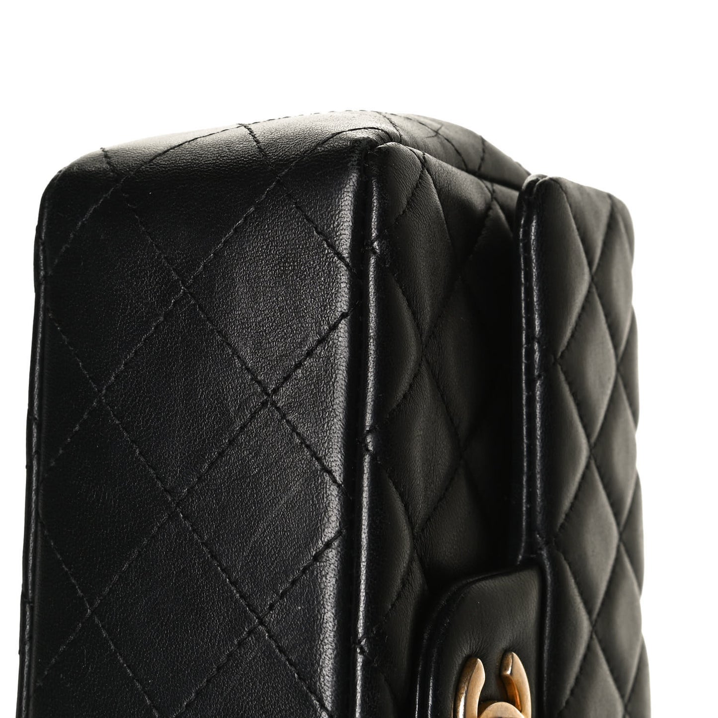 Lambskin Quilted Mini Rectangular Flap Black