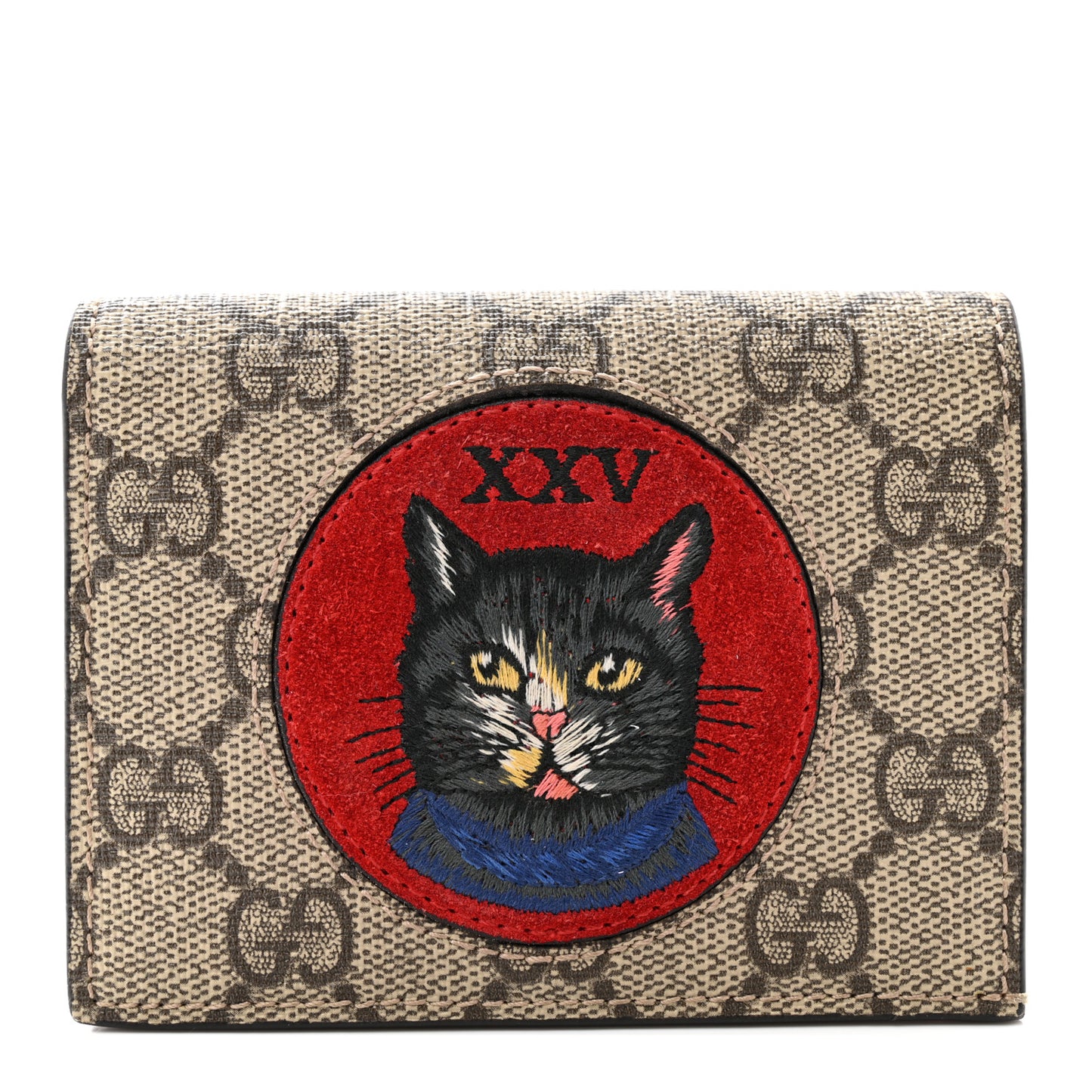 Soft GG Supreme Monogram Mystic Cat Card Case Wallet